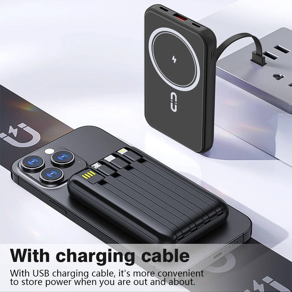 22.5W Fast Charging Power Bank, Portable Wireless Charger, Mini Rechargeable Battery Pack for Smartphones