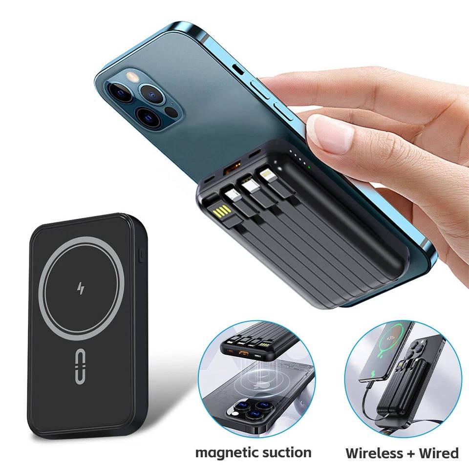 22.5W Fast Charging Power Bank, Portable Wireless Charger, Mini Rechargeable Battery Pack for Smartphones