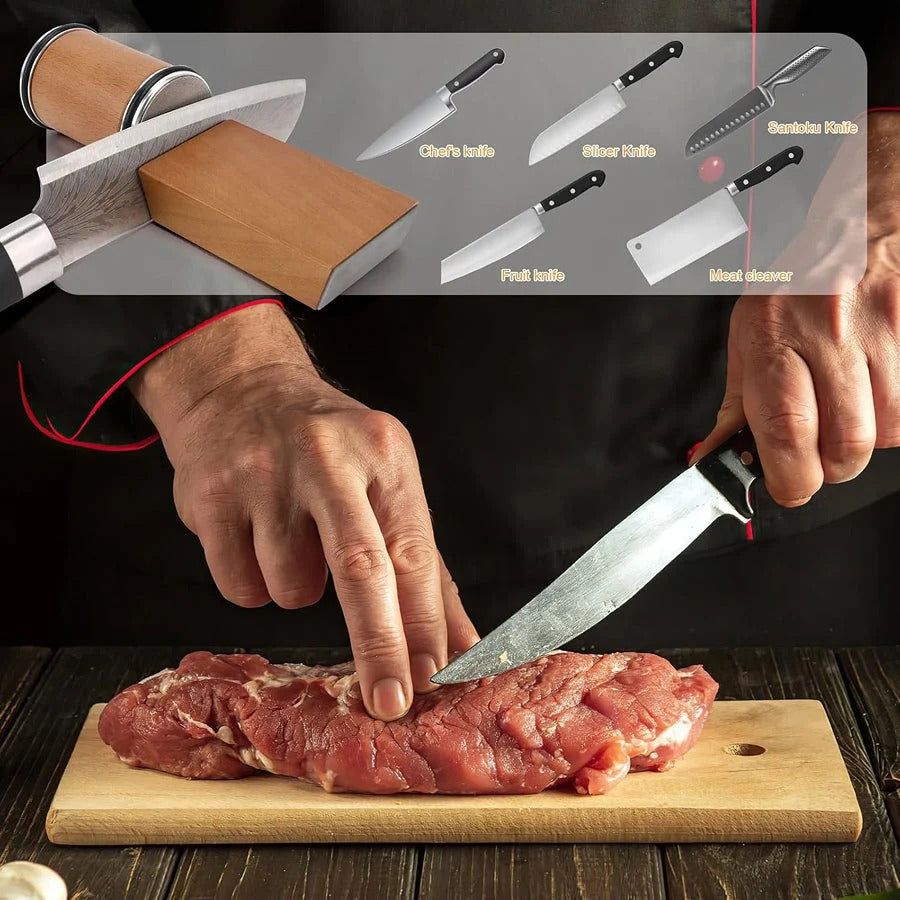 Rolling Knife Sharpener, Magnetic Angle Guide, Adjustable Knife Sharpening Tool for Kitchen Knives