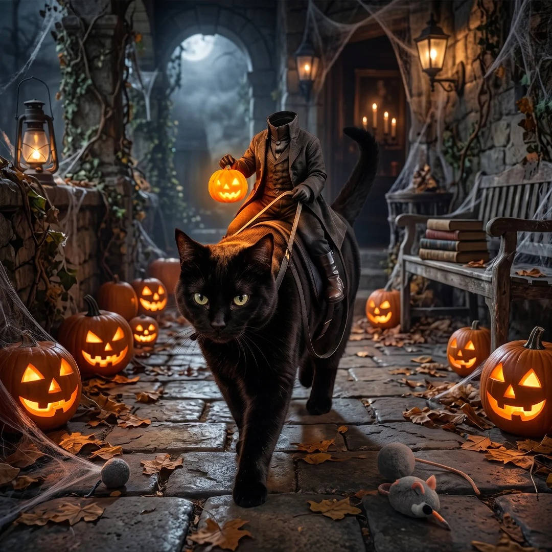 Headless Horseman Pet Costume, Halloween Costume for Cats and Dogs, Parties and Dress Up