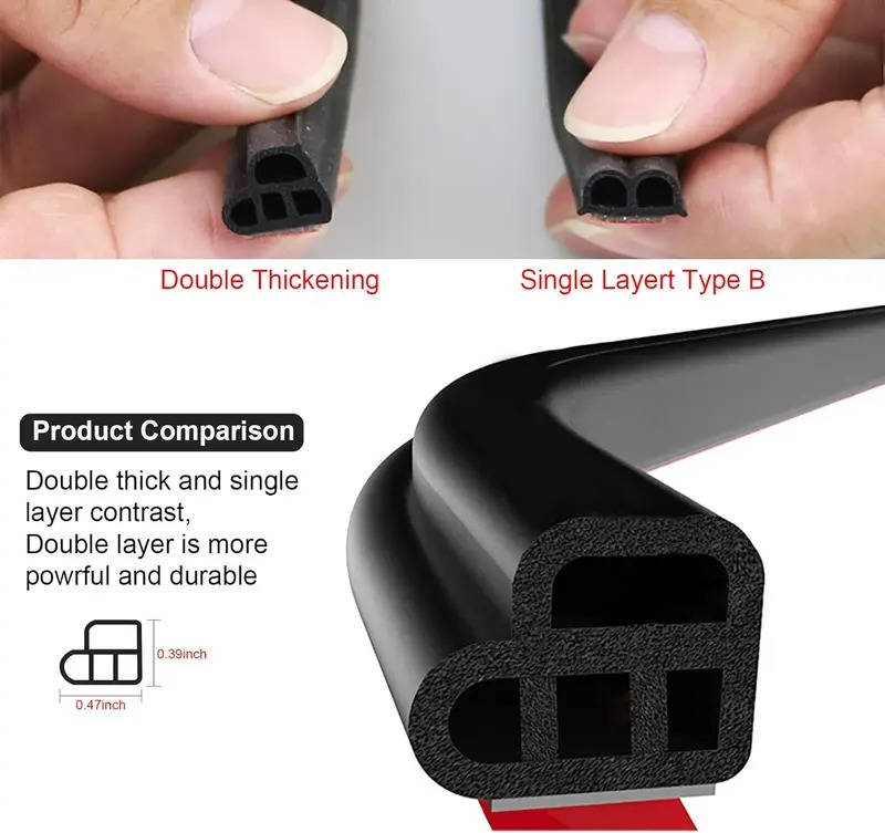 32.8ft/52.49ft Car Door Sealing Strip, Waterproof & Dustproof Weatherstrip, Noise Reduction Car Accessory