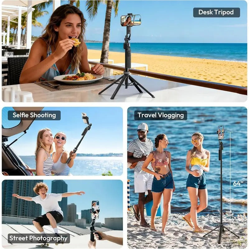 Auto Face Tracking Tripod, 360° Rotating Selfie Stick with Remote for iPhone, Android, Camera & GoPro