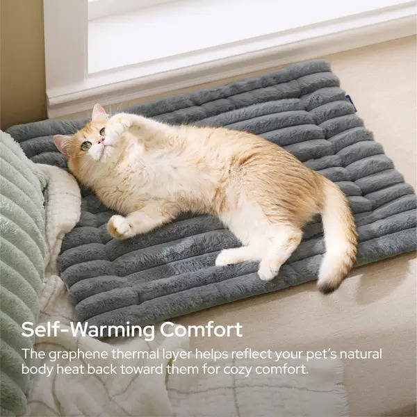 Self Heating Pet Mat, Noiseless Non Slip Dog and Cat Mat for Calming Comfort, No Gel and No Electricity