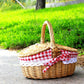 Oval Willow Picnic Basket with Dual Lids and Removable Cotton Liner