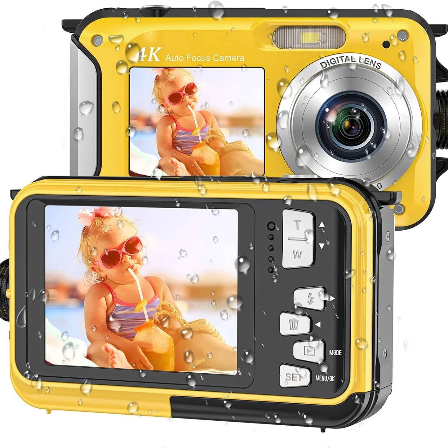 4K 64MP Underwater Digital Camera, Waterproof Camera for Swimming, Snorkeling & Diving