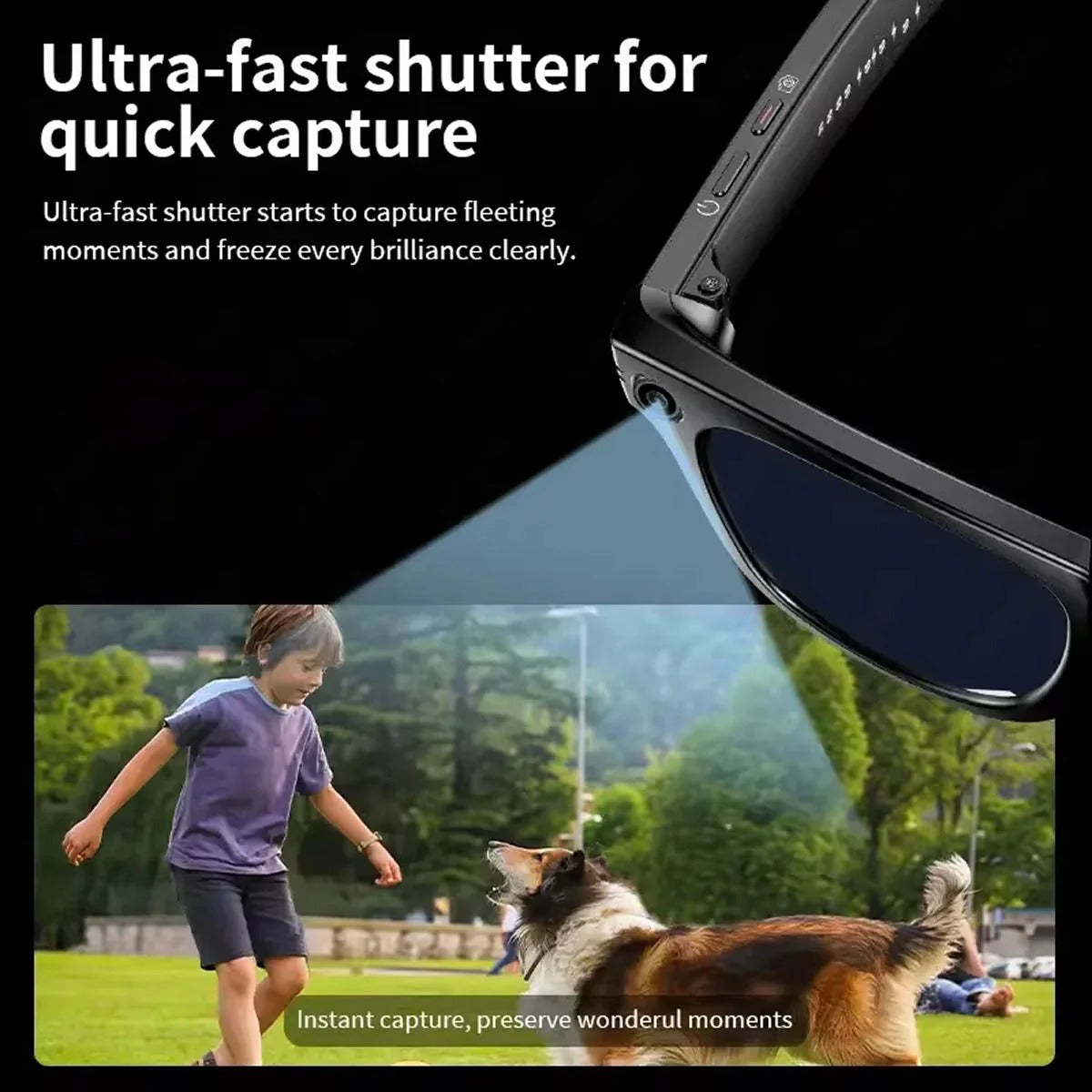 Smart Glasses with Camera, Real Time Translator, Wearable Video Recording Glasses