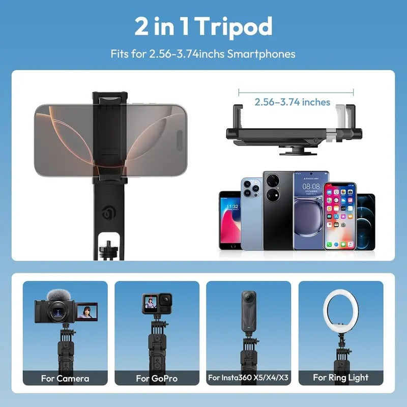 Auto Face Tracking Tripod, 360° Rotating Selfie Stick with Remote for iPhone, Android, Camera & GoPro