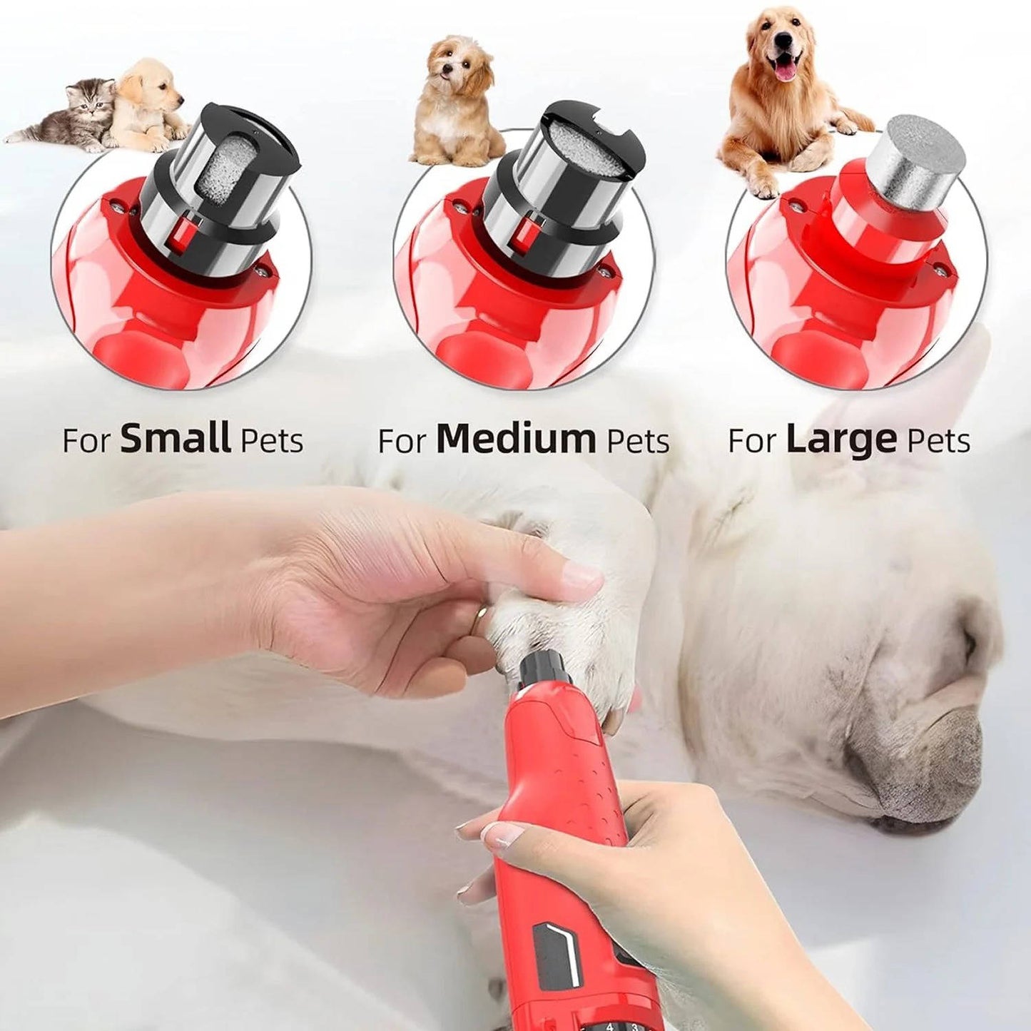 Pet Nail Grinder, Dustproof Electric Trimmer with LED Light, 6 Speeds for Dogs & Cats