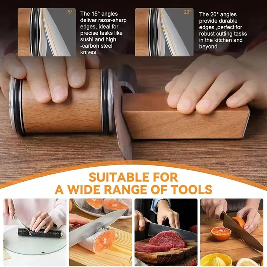 Rolling Knife Sharpener, Magnetic Angle Guide, Adjustable Knife Sharpening Tool for Kitchen Knives