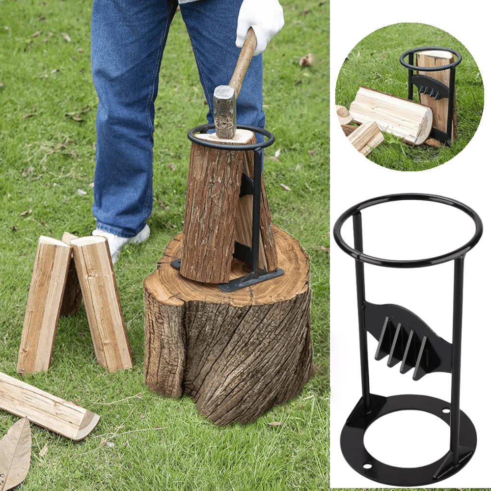 Firewood Splitter with Reinforced Wide Base and Rounded Top Handle, Cast Iron Construction