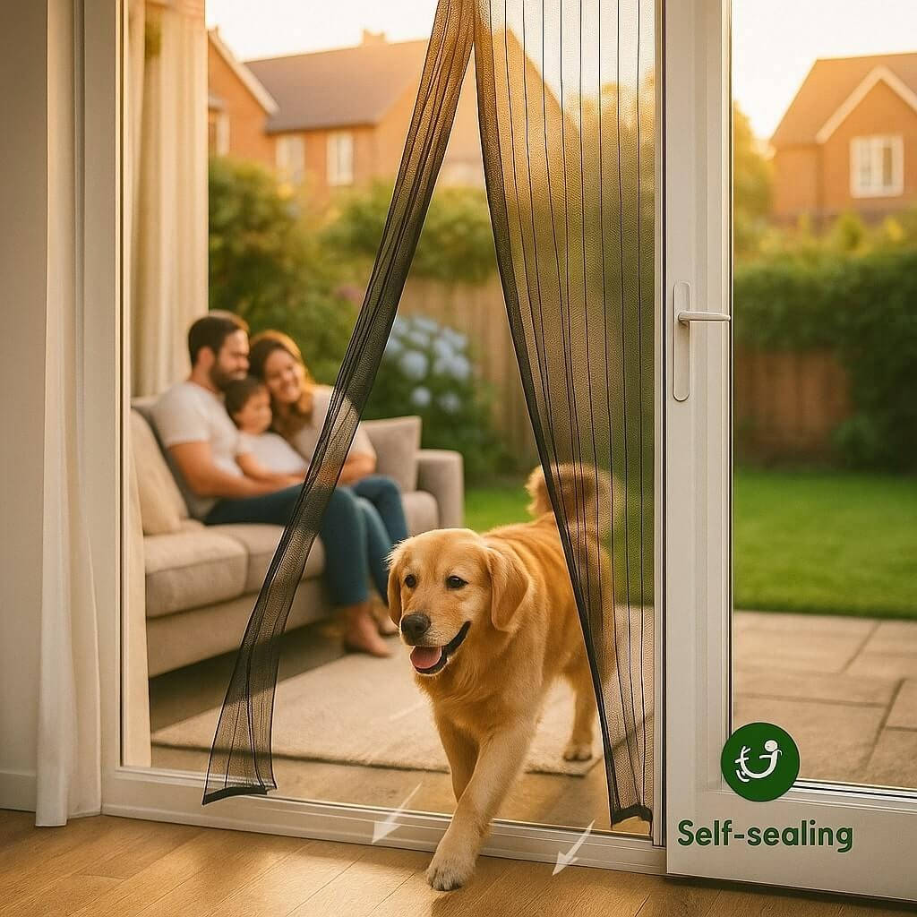 Magnetic Screen Door with Auto-Close Panels and Insect Barrier, Custom Sized