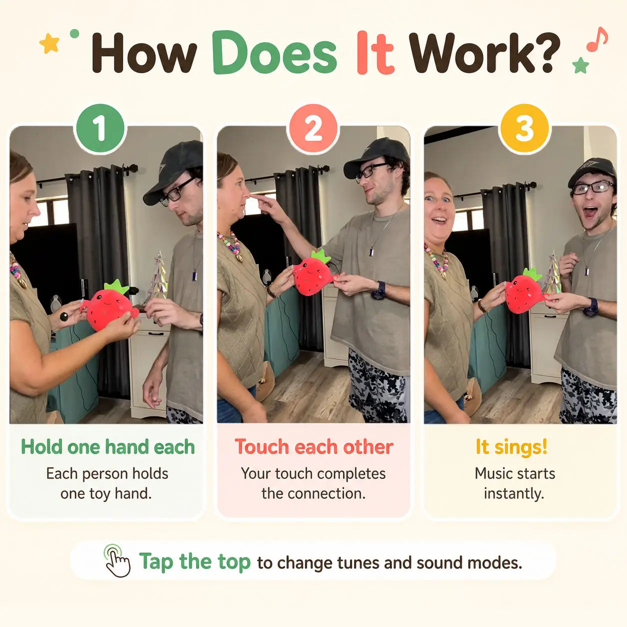 Interactive Two-Player Plush Toy with Sound and Light Responses