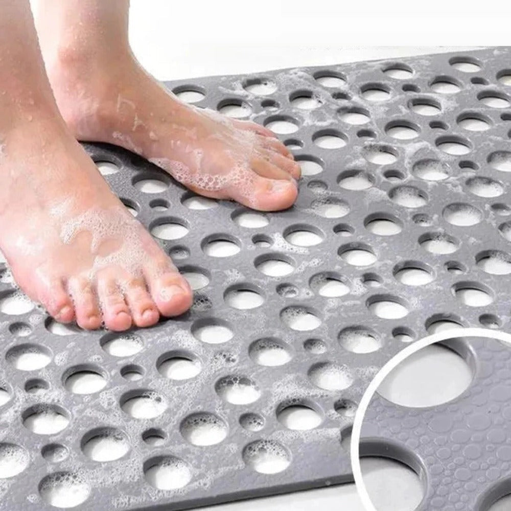 Textured Shower Mat with Traction Grooves and Heat-Resistant Material