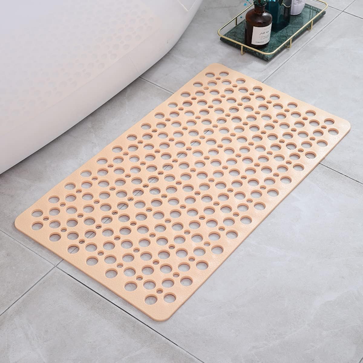 Textured Shower Mat with Traction Grooves and Heat-Resistant Material