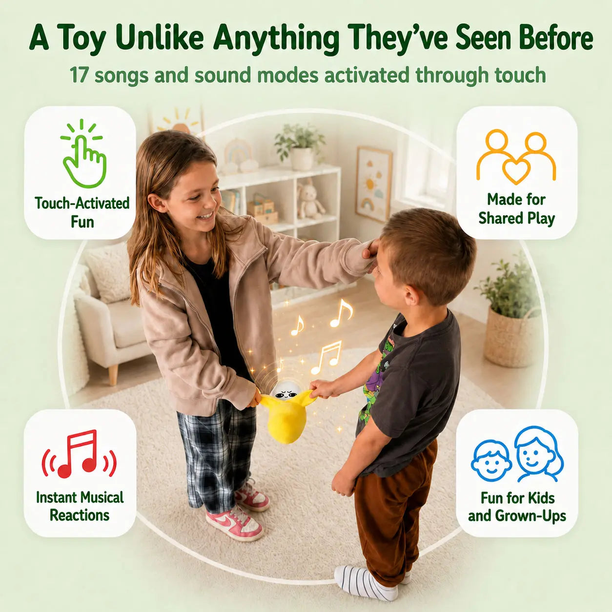 Interactive Two-Player Plush Toy with Sound and Light Responses