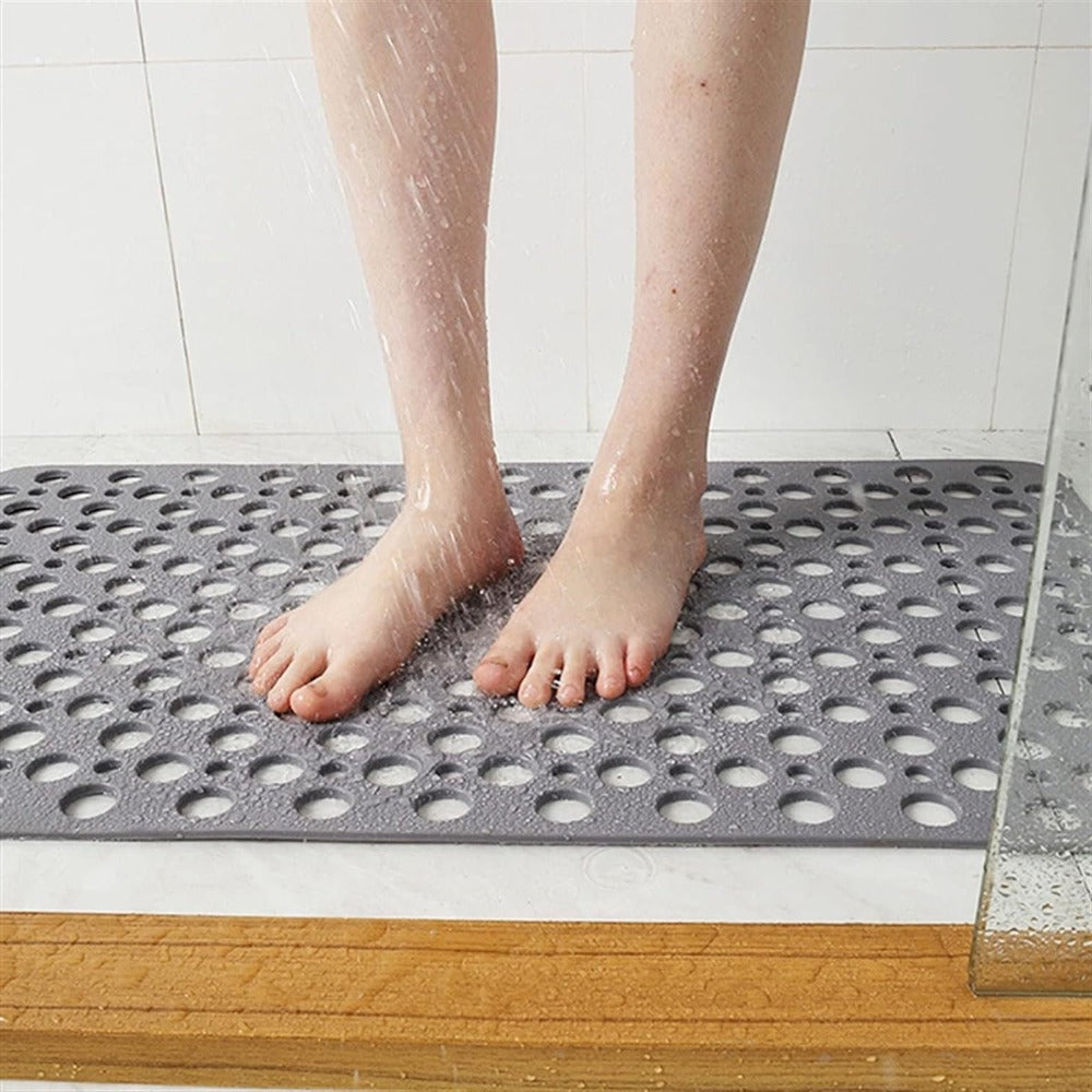 Textured Shower Mat with Traction Grooves and Heat-Resistant Material