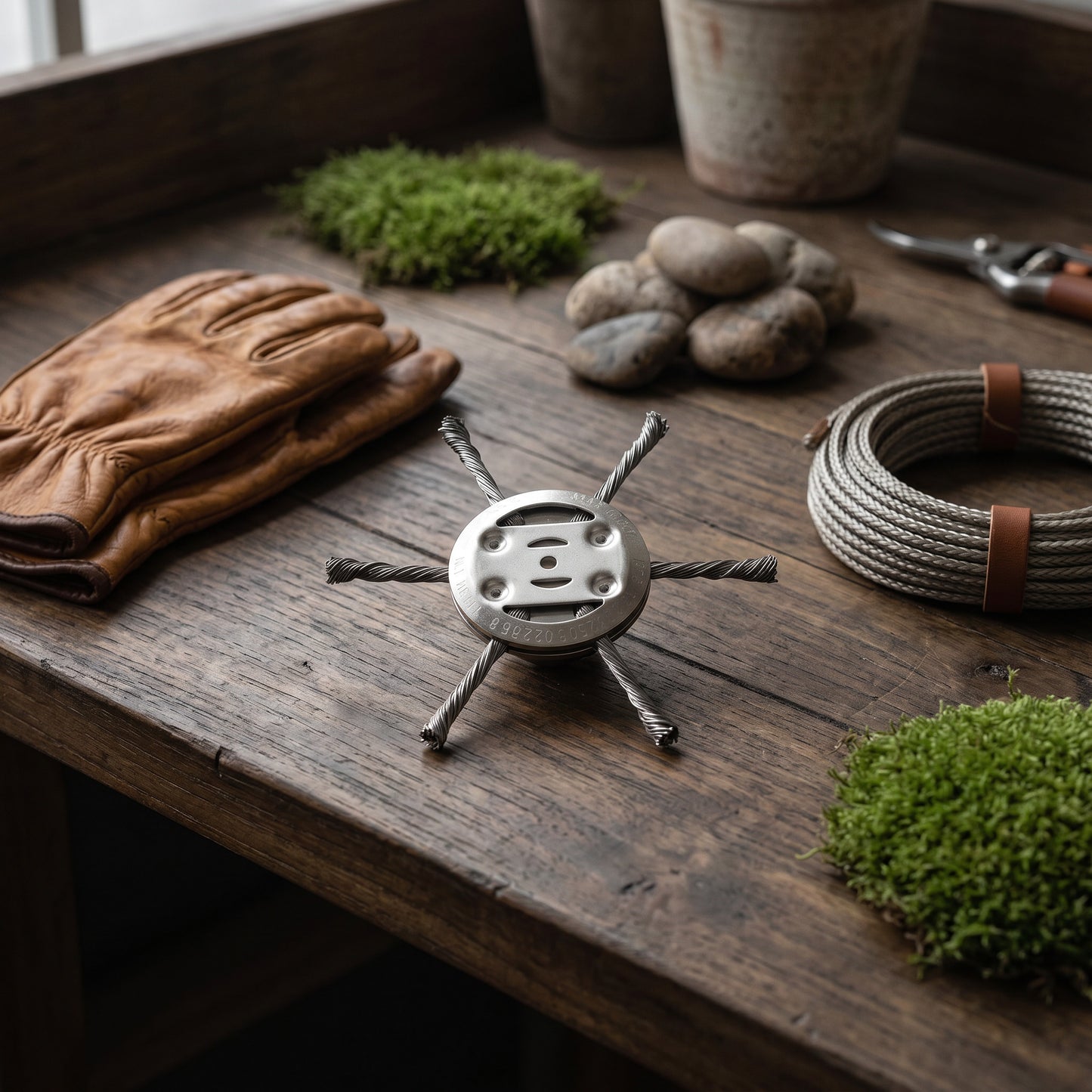 Wire Brush Trimmer Head with Steel Construction for Moss and Rust  Removal