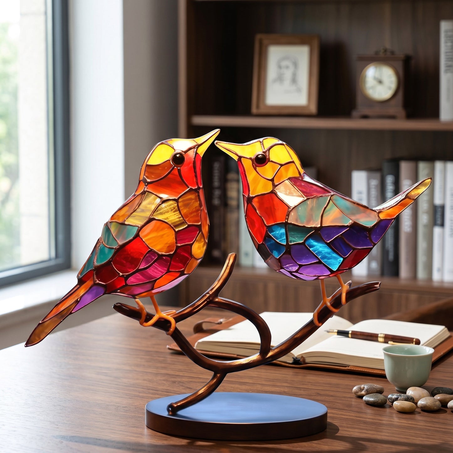 Window Bird Ornament with Light Reflecting Surface and Suction Cup