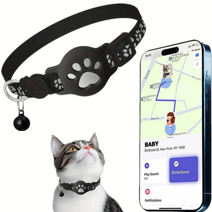 Pet Cat Locator Collar, Waterproof Reflective Collar with Apple Find My Tracker for iOS