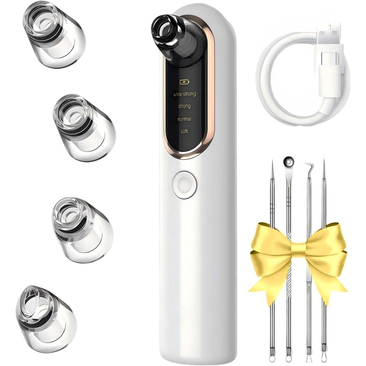 Blackhead Remover Pore Vacuum, Black Head Remover for Face with LCD Screen, 4 Suction Levels and 5 Replaceable Heads