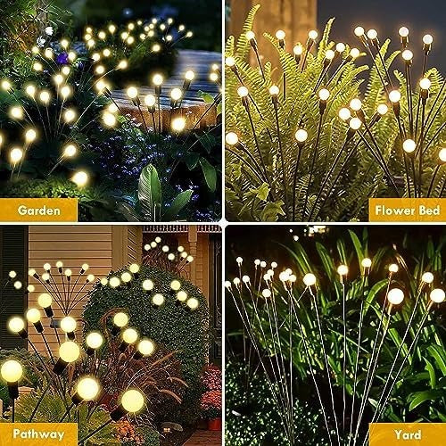 Solar Firefly Lights, Outdoor Waterproof Swaying Garden Lights, Starburst Swaying Solar Stakes for Pathway, Yard & Patio Landscape Decor