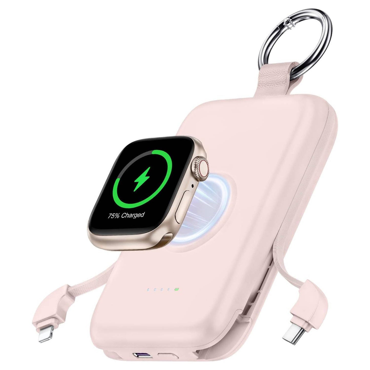 5000mAh Portable Power Bank, Compact Charger with Built In Cables for iPhone Apple Watch AirPods and Travel