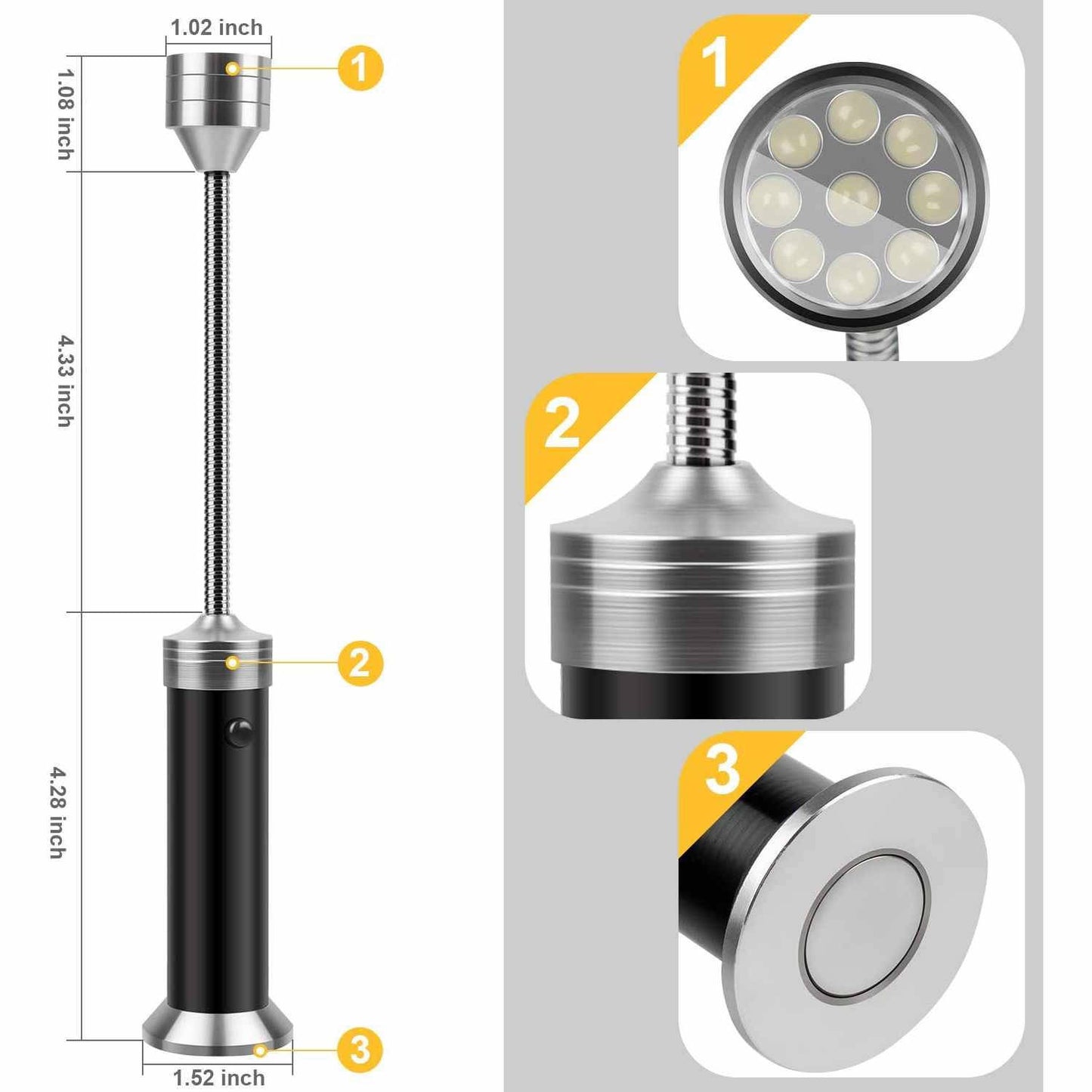 2 Pack BBQ Grill Light Magnetic Base, Super Bright LED with 360 Degree Flexible Gooseneck for Outdoor Grilling