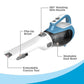 Cordless Handheld Vacuum Cleaner, Compact Home and Car Vacuum with Crevice Tool, Rotating Nozzle Charging Station Large Dust Bowl