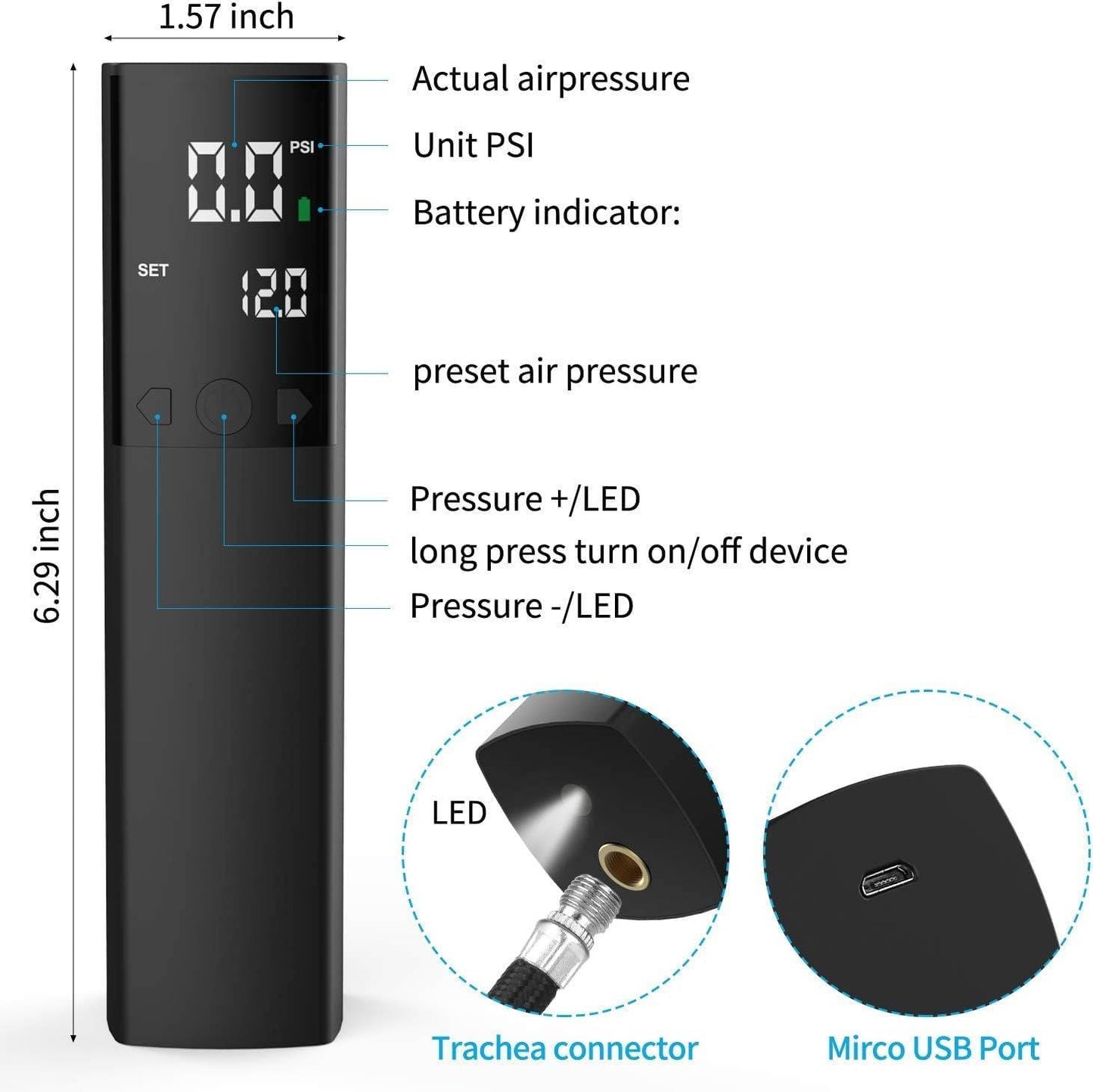 Electric Fast Ball Pump, Precise Pressure Gauge and Digital LCD Display, for Football Basketball Volleyball