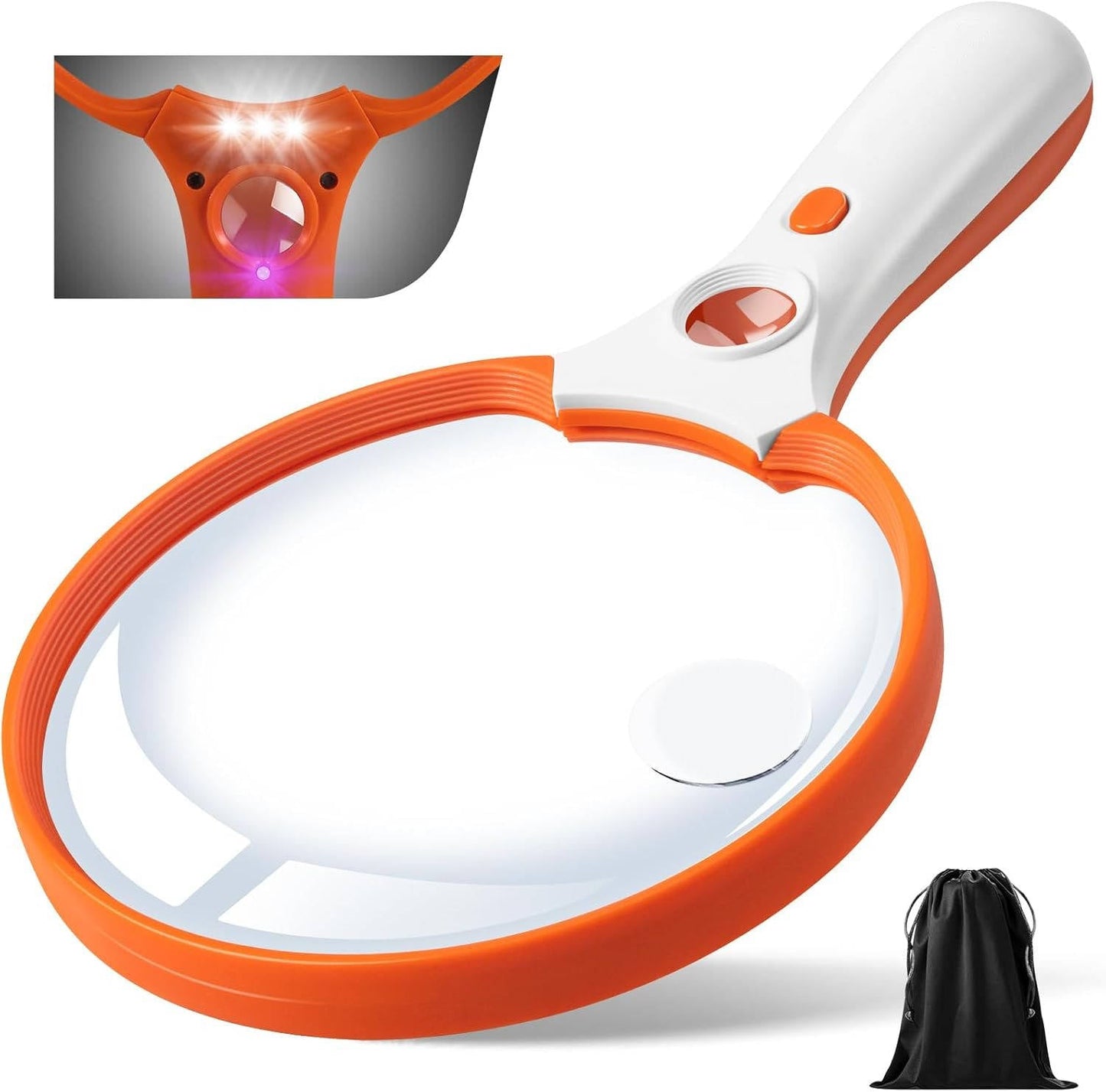 Magnifying Glass with LED Lights and UV Verification, 10x-45x Zoom