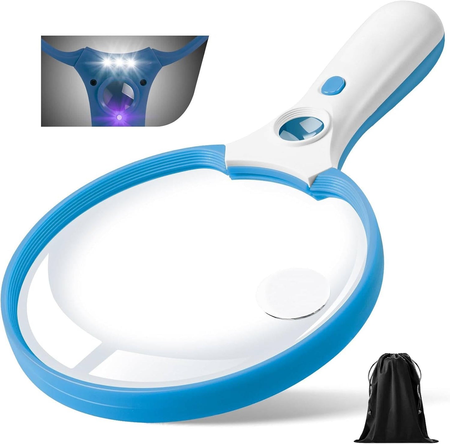 Magnifying Glass with LED Lights and UV Verification, 10x-45x Zoom
