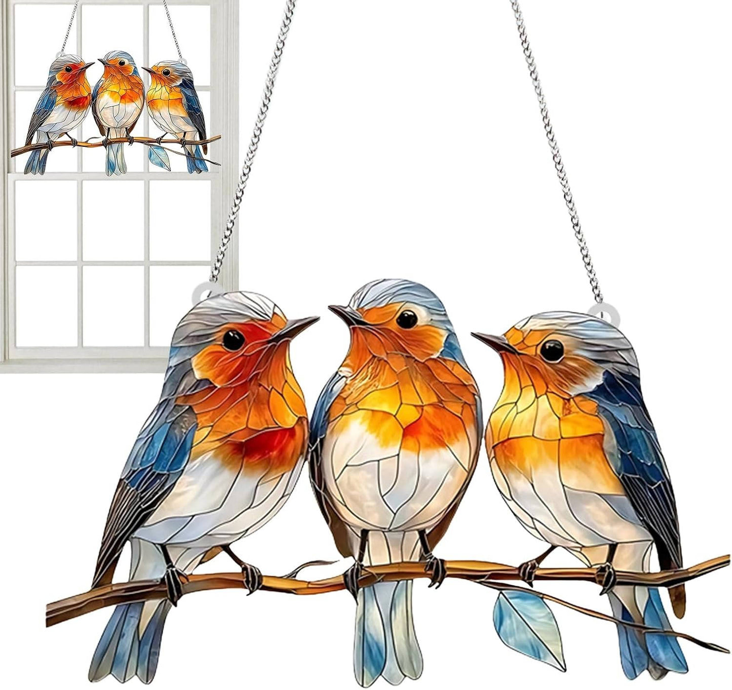Window Suncatcher Stained Glass Bluebird Acrylic Hanging Decor