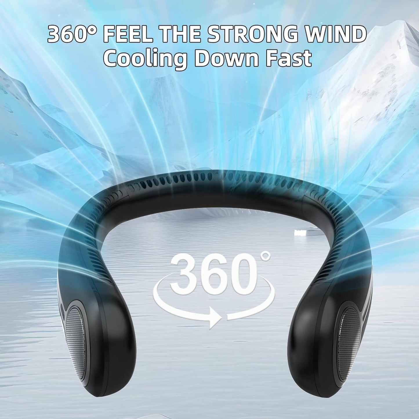 Portable Personal Wearable Neck Fan, 360° Cooling, Hands Free, Bladeless