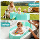 Collapsible Baby Bathtub with Inflatable Top Edge, Portable Non-Tilt Infant Bath Tub for Toddlers (12 Months to 6 Years), No-Assembly Travel Shower Tub