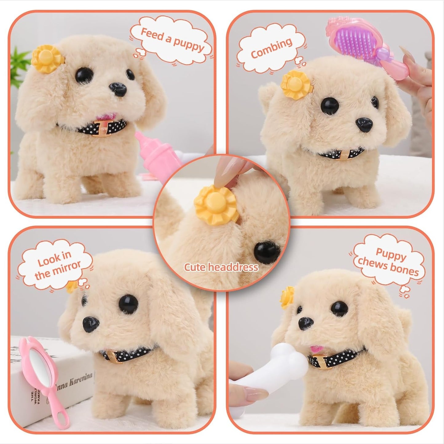 Realistic Robot Puppy for Kids and Toddlers, Interactive Dog, Walking, Barking & Wagging Dog, 16 Pcs