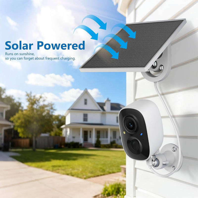 2K Solar Wireless Security Camera 2 Pack, Outdoor WiFi Camera Motion Detection Color Night Vision IP65