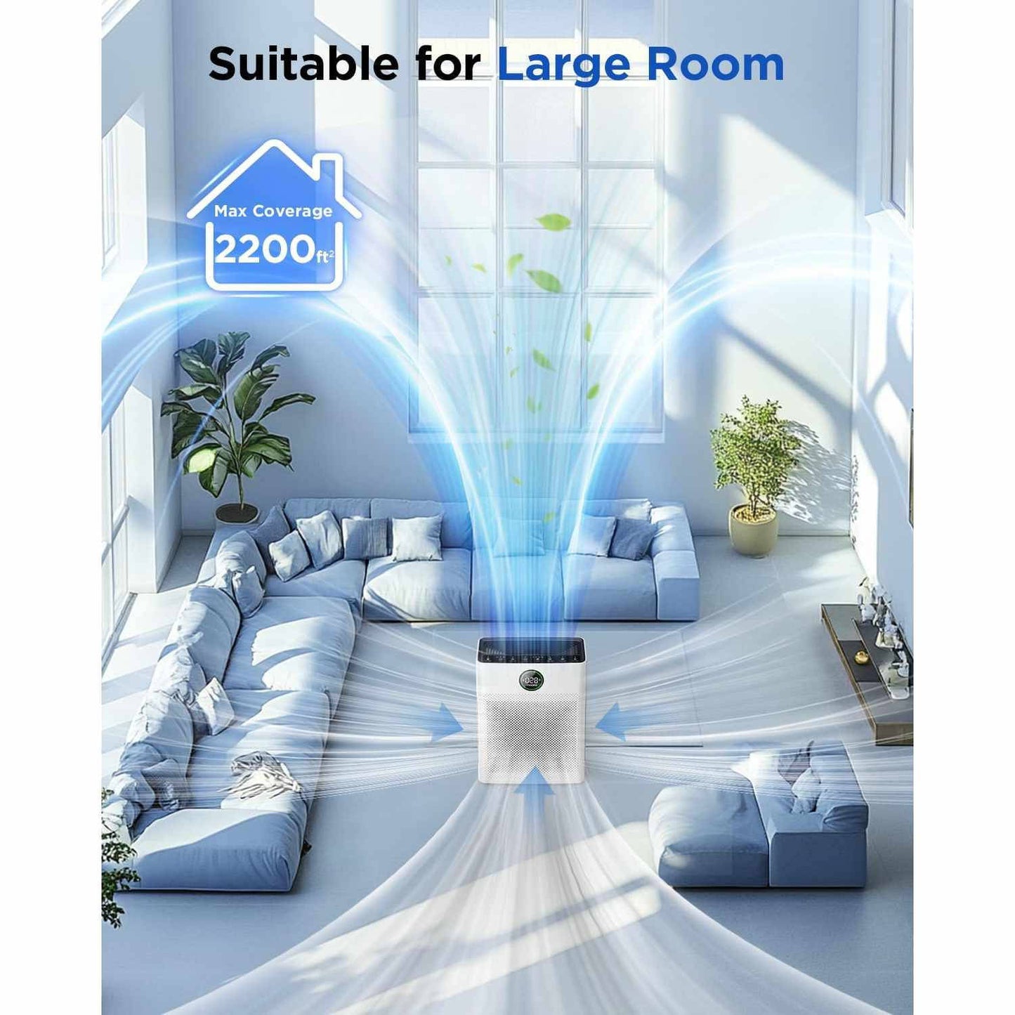 Pets Air Purifiers for Home Large Room up to 2200sq.ft, Quality Sensor, For hair allergies and asthma