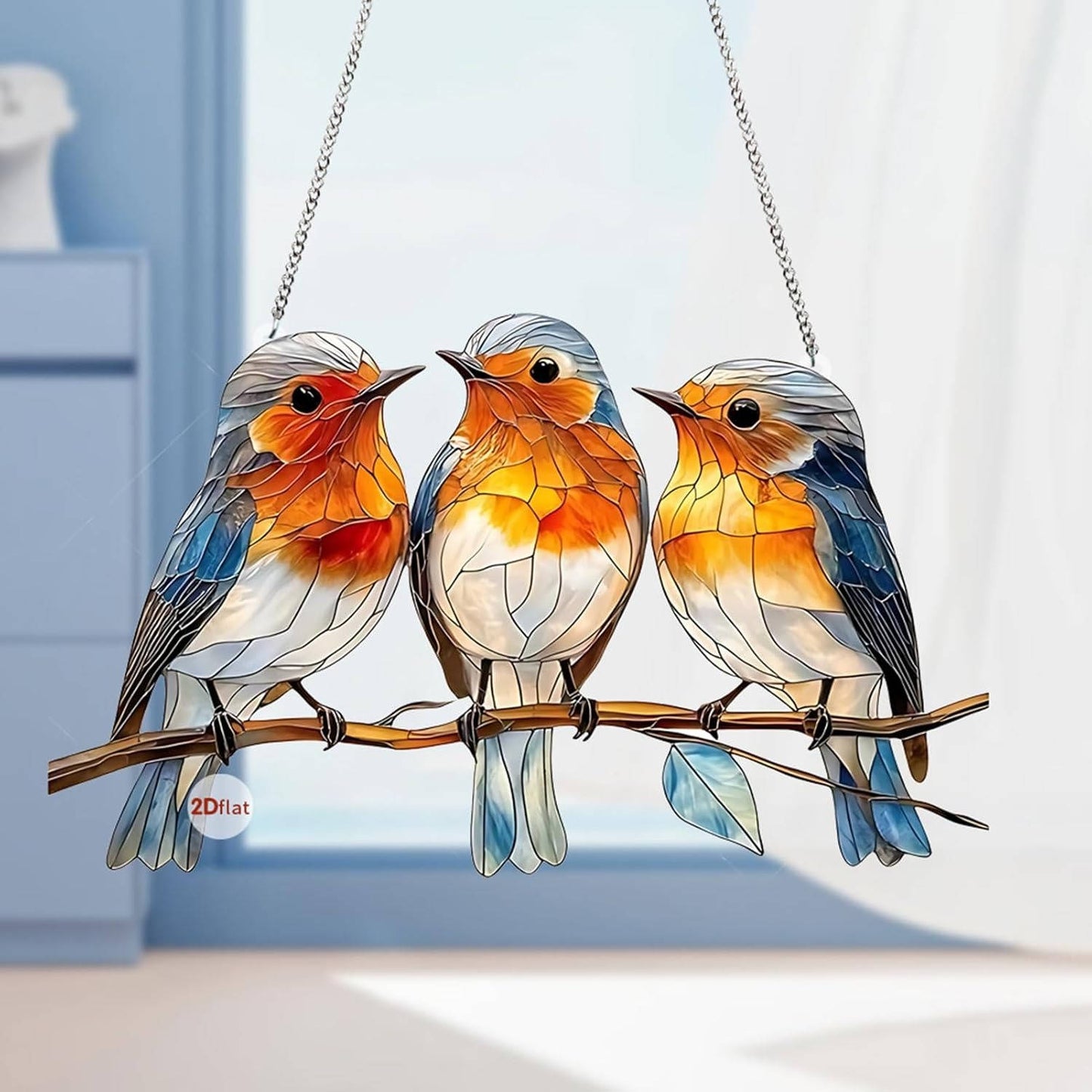 Window Suncatcher Stained Glass Bluebird Acrylic Hanging Decor