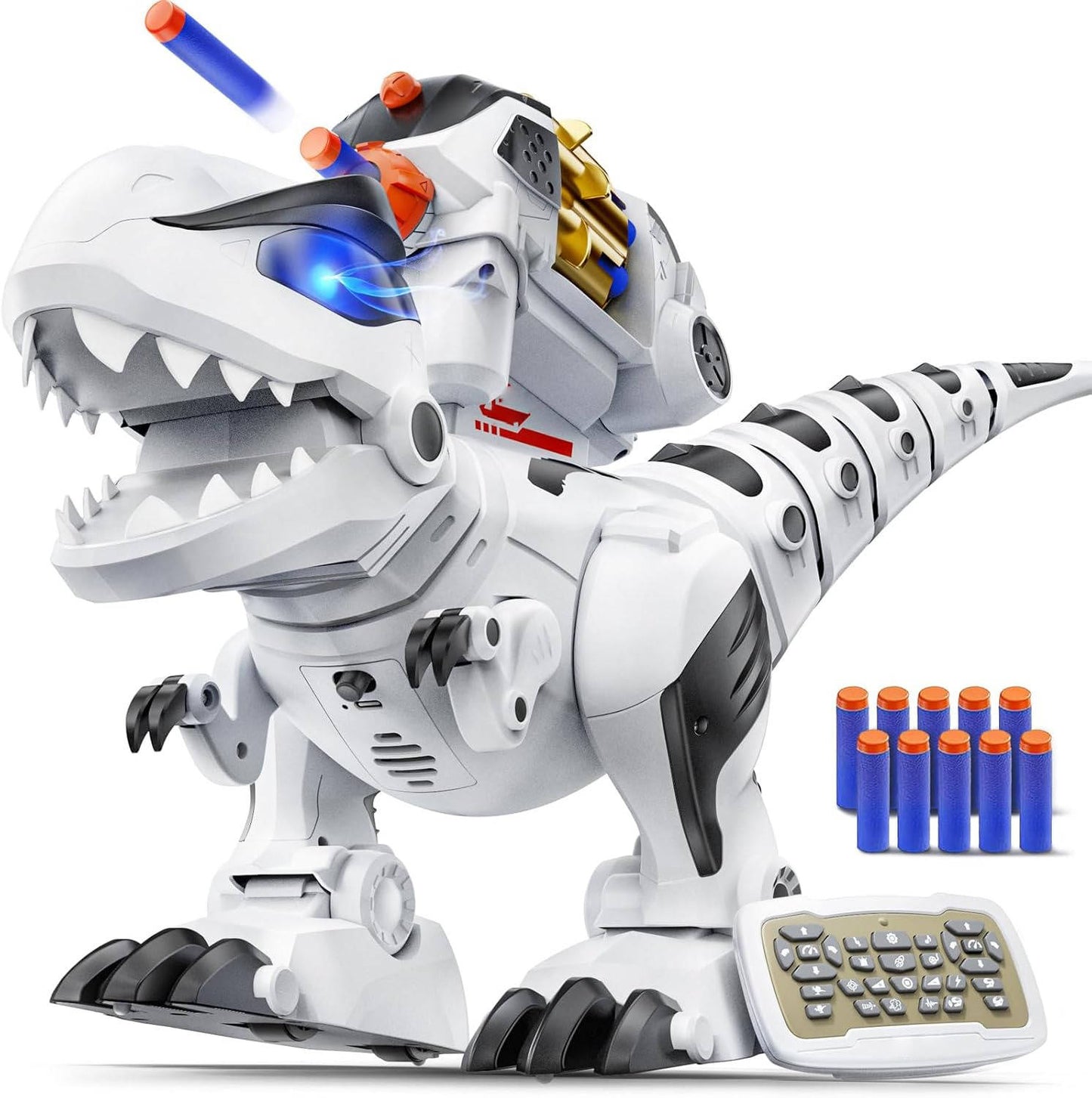 Large Rechargeable Remote Control Robot Dinosaur for Kids, STEM Programmable Interactive Dinosaur Toy with Sound Effects, Birthday Gift for Boys and Girls