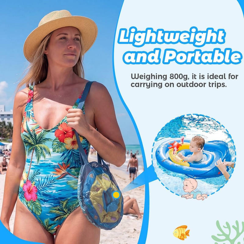 Baby Pool Float with Canopy UPF50 Plus, Anti Tip Safety Seat Inflatable Float for 6 to 36 Months with Adjustable Sun Shade