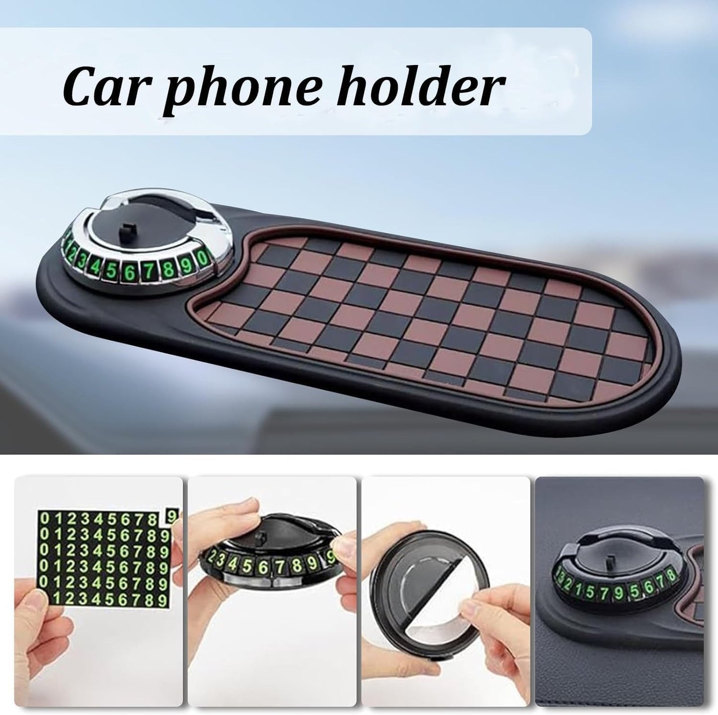 Car Phone Holder with Anti Slip Pad, Universal Dashboard Mount, Stable Smartphone Cradle for Hands Free Driving