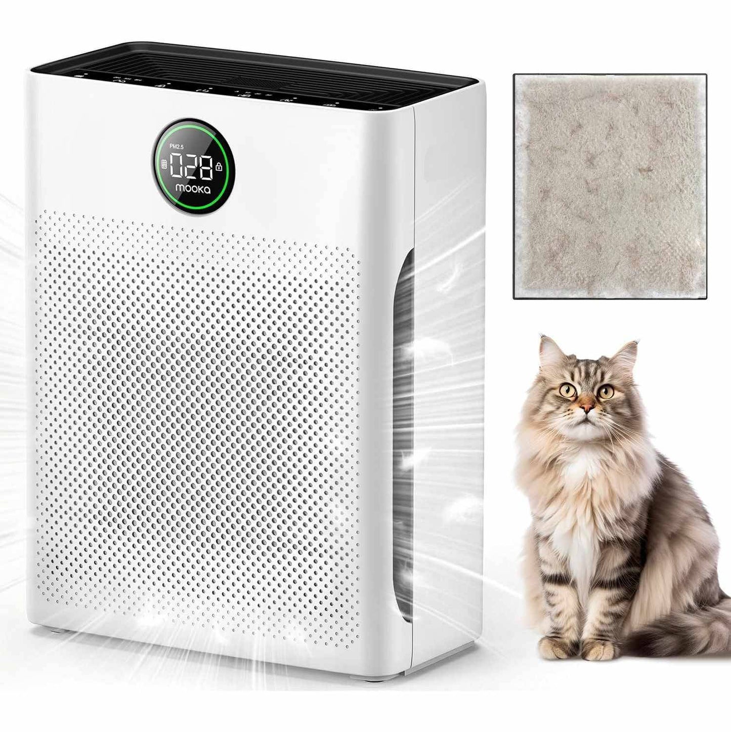Pets Air Purifiers for Home Large Room up to 2200sq.ft, Quality Sensor, For hair allergies and asthma