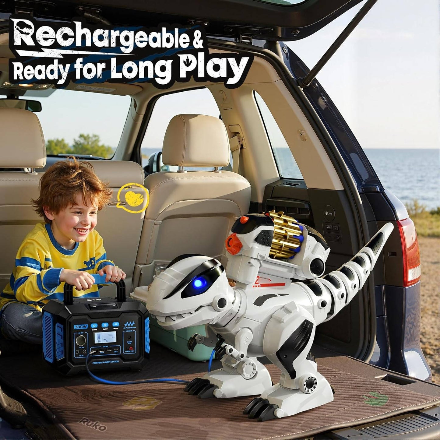 Large Rechargeable Remote Control Robot Dinosaur for Kids, STEM Programmable Interactive Dinosaur Toy with Sound Effects, Birthday Gift for Boys and Girls