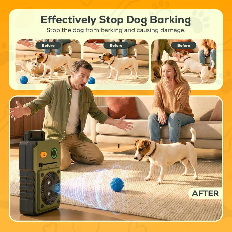Ultrasonic Anti Barking Device for Dogs, 3 Modes Bark Deterrent 50ft Range Type C Rechargeable Training Tool