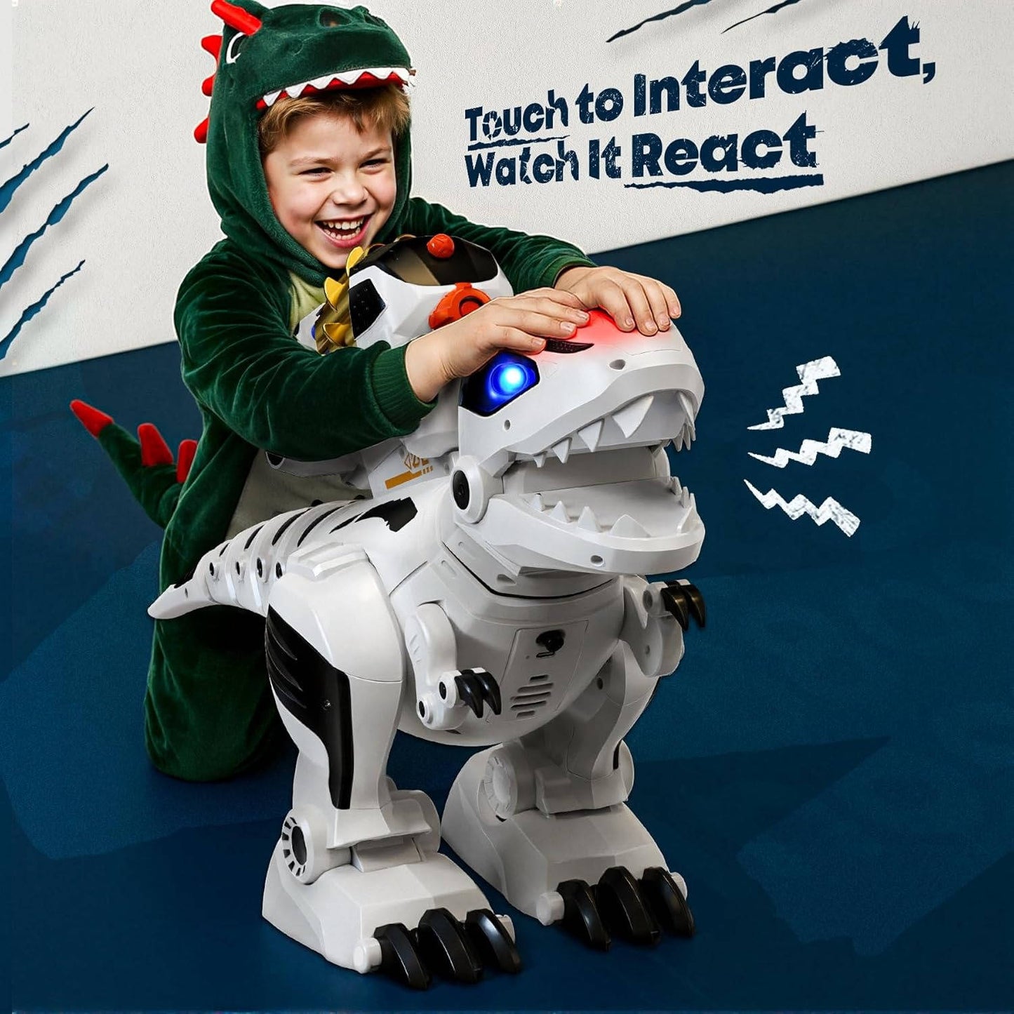 Large Rechargeable Remote Control Robot Dinosaur for Kids, STEM Programmable Interactive Dinosaur Toy with Sound Effects, Birthday Gift for Boys and Girls