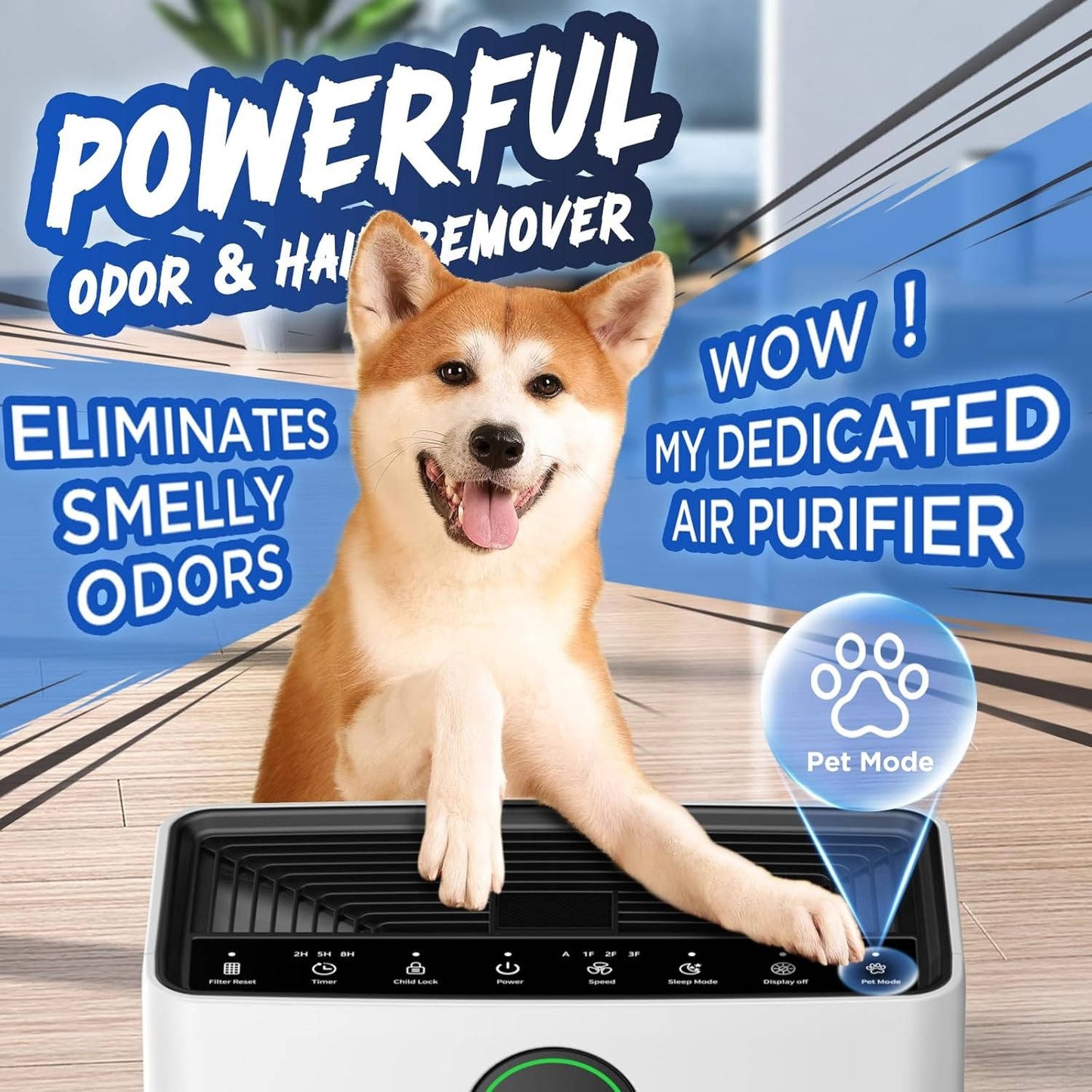 Pets Air Purifiers for Home Large Room up to 2200sq.ft, Quality Sensor, For hair allergies and asthma