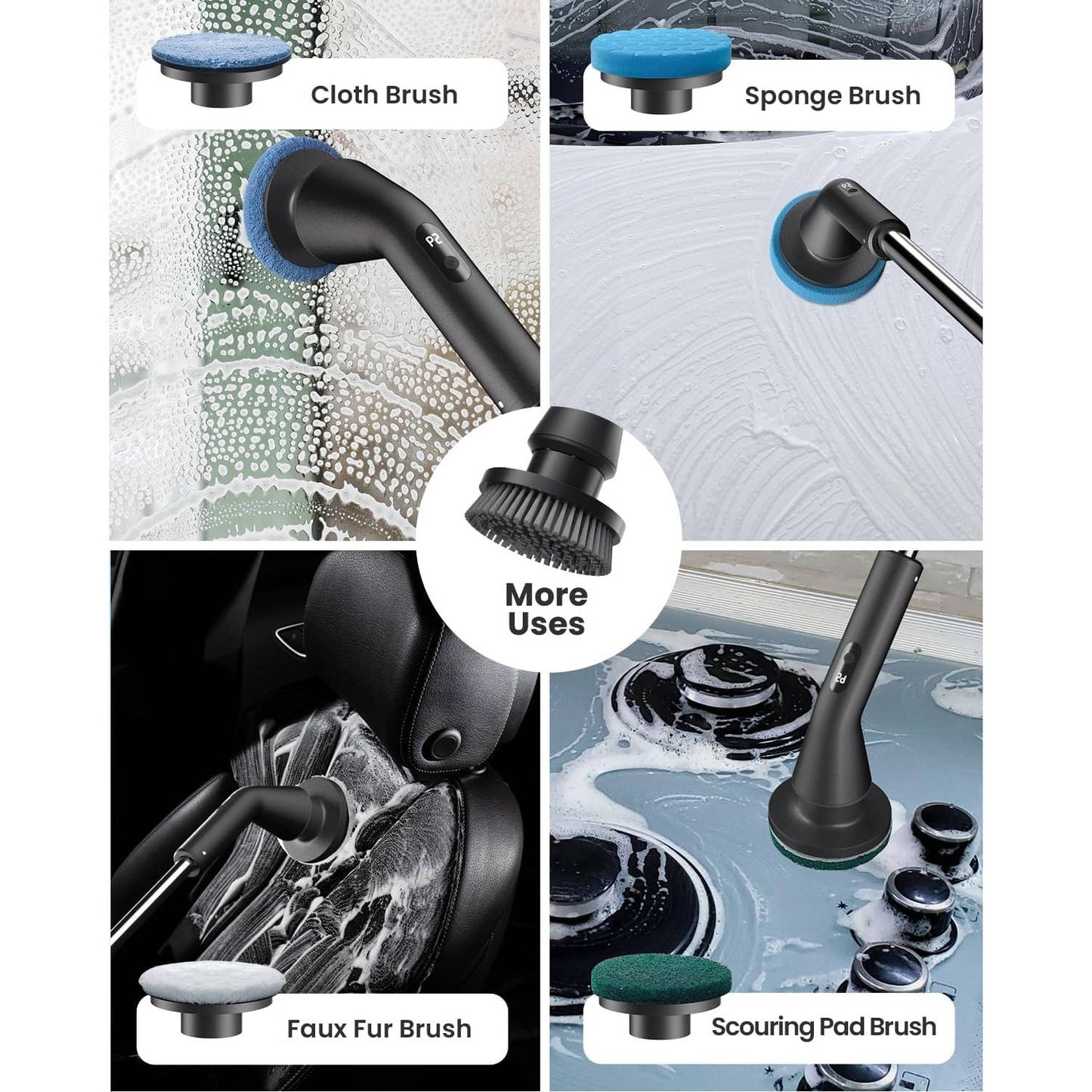 Cordless Electric Grout Brush, Spin Scrubber with Extendable Long Handle for Bathroom and Floor