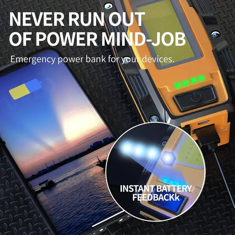 1000 Lumen Magnetic LED Work Light, 4800mAh Rechargeable Battery with 180 Degree Rotating Hook for Car Repair and Emergencies