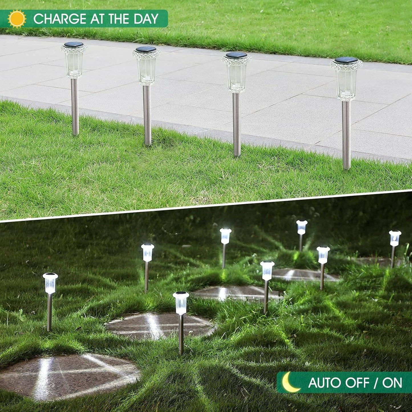 10 PCS Solar Outdoor Lights for Pathway Garden Yard Path Walkway Driveway Lawn Patio