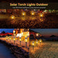 12 Pack Solar Tiki Torch Lights Flickering Flame, Waterproof Outdoor Garden Pathway Lights